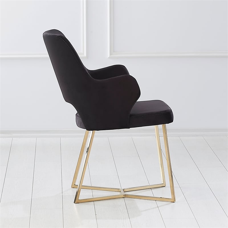 Furniture of America Glanz Fabric Open-Back Accent Chairs in Black (Set of 2)