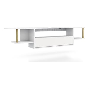 Furniture of America Haft Wood 63&quot Length Floating TV Console in White