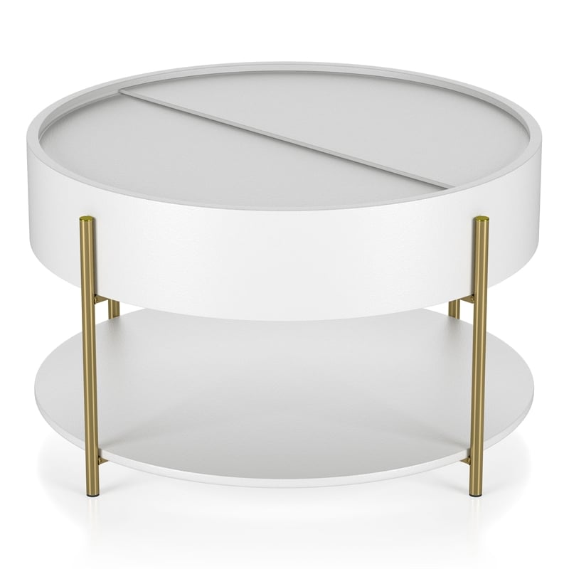 Furniture of America Haft Wood Coffee Table with Hidden Storage in White