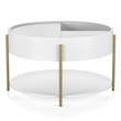 Furniture of America Haft Wood Coffee Table with Hidden Storage in White
