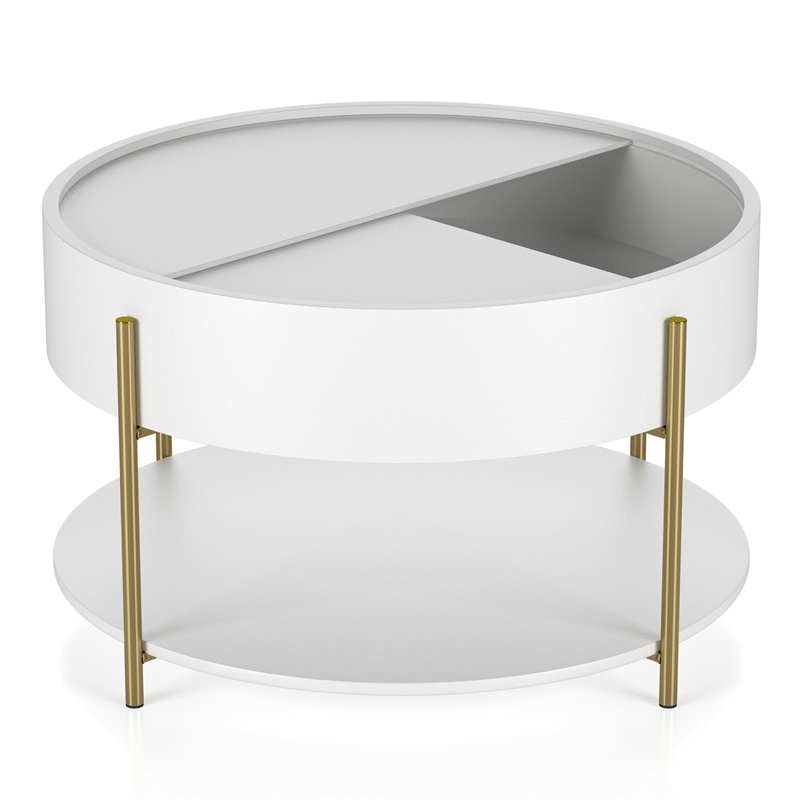 Furniture of America Haft Wood Coffee Table with Hidden Storage in White