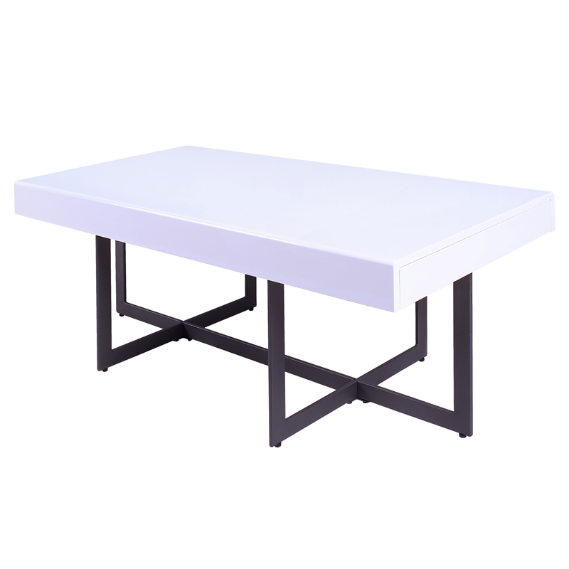 Furniture of America Vasket Contemporary Metal 2-Piece Coffee Table Set in White
