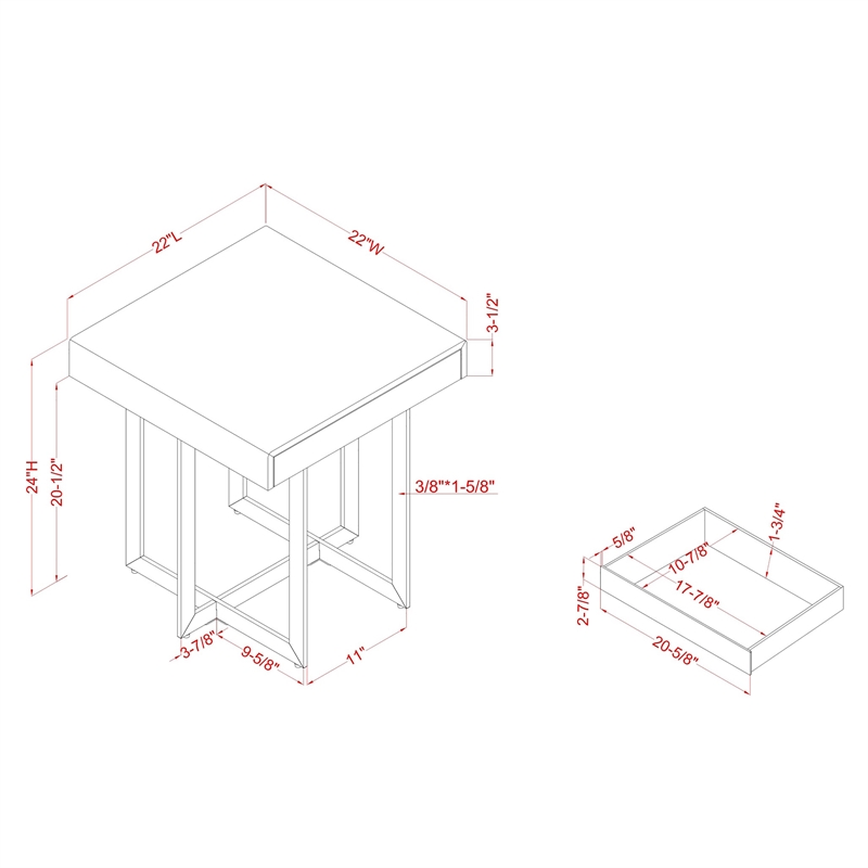 Furniture of America Vasket Contemporary Metal 1-Drawer End Table in White