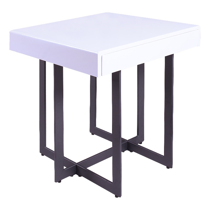 Furniture of America Vasket Contemporary Metal 1-Drawer End Table in White