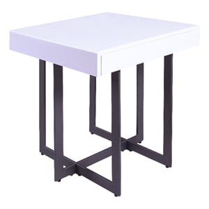 Furniture of America Vasket Contemporary Metal 1-Drawer End Table in White