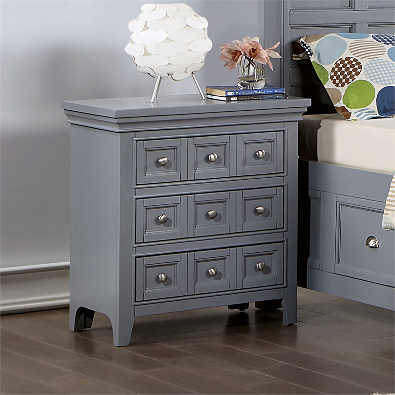 Furniture of America Ender Transitional Wood Nightstand with USB Port in Gray