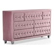 Furniture of America Gijit Glam Fabric Upholstered 7-Drawer Dresser in Pink