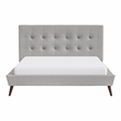 Furniture of America Macki Mid-century Modern Fabric Tufted Cal King Bed in Gray