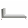 Furniture of America Macki Mid-century Modern Fabric Tufted Cal King Bed in Gray