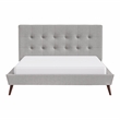 Furniture of America Macki Mid-century Modern Fabric Tufted King Bed in Gray