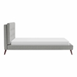 Furniture of America Macki Mid-century Modern Fabric Tufted King Bed in Gray