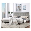 Furniture of America Macki Mid-century Modern Fabric Tufted King Bed in Gray