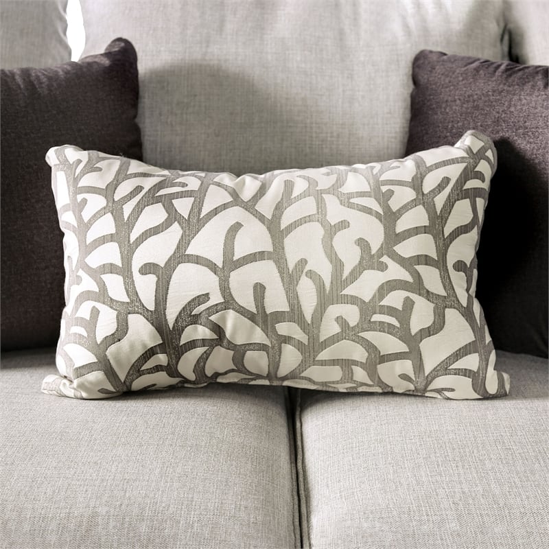 Furniture of America Wendl Fabric Light Gray Nailhead Trim Sofa and Care Kit