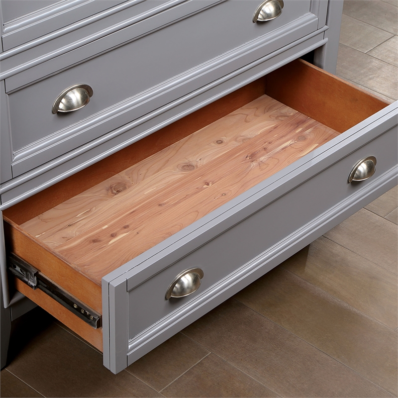Furniture of America Ender Transitional Wood 5-Drawer Gray Chest and Care Kit