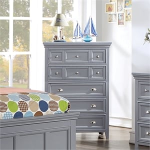 Furniture of America Ender Transitional Wood 5-Drawer Gray Chest and Care Kit