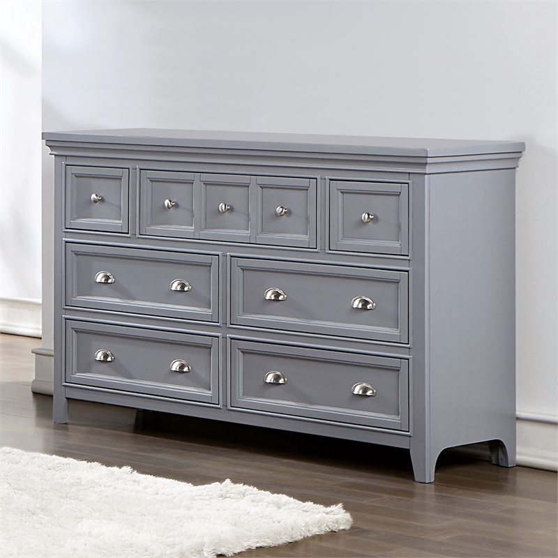 Furniture of America Ender Transitional Wood 7-Drawer Gray Dresser and Care Kit