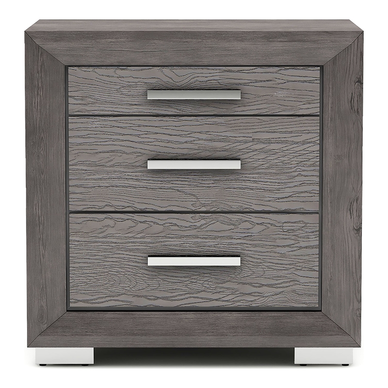Furniture of America Iden 3pc Gray Wood Bedroom Set - Queen + 2 Nightstands