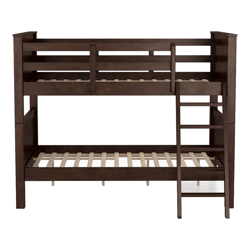 Furniture of America Tam Transitional Wood Twin over Twin Bunk Bed in Walnut