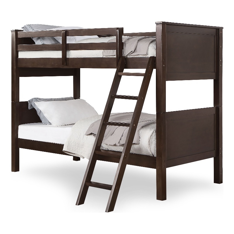 Furniture of America Tam Transitional Wood Twin over Twin Bunk Bed in Walnut