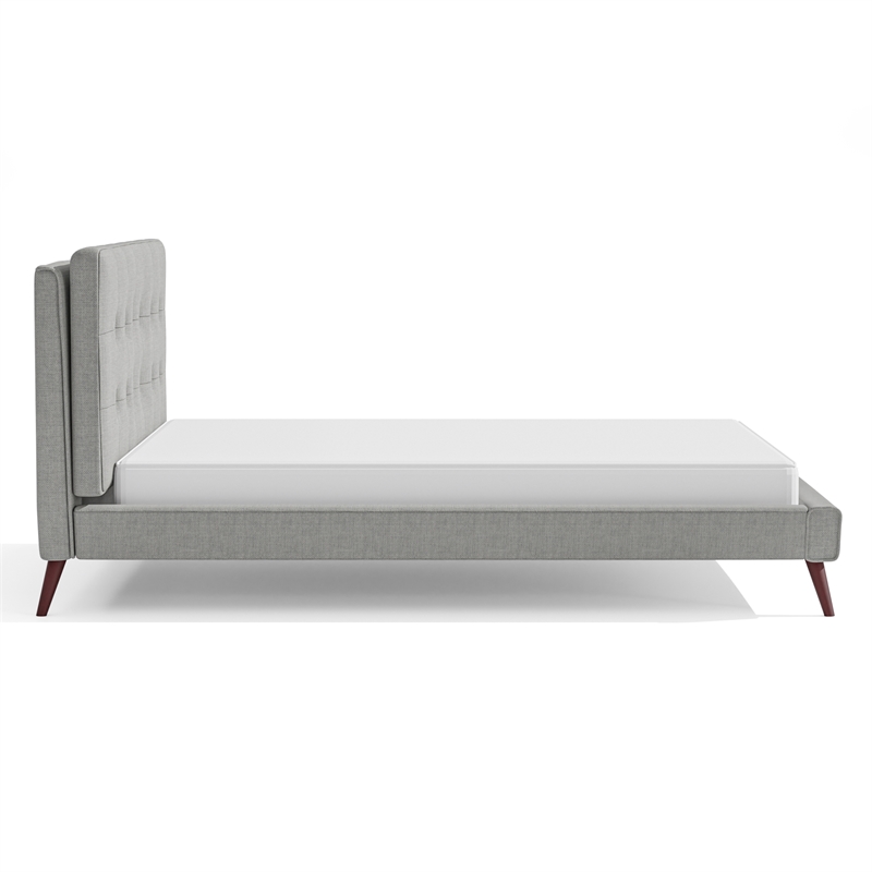 Furniture of America Macki Mid-Century Modern Fabric Tufted Full Bed in Gray