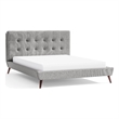 Furniture of America Macki Mid-Century Modern Fabric Tufted Full Bed in Gray