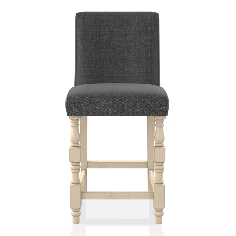 Furniture of America Weighton Fabric Counter Chairs in Ivory and Gray (Set of 2)