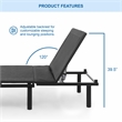 Patz Metal Black Twin XL Adjustable Bed & Wired Hand Control & Single Motor Head