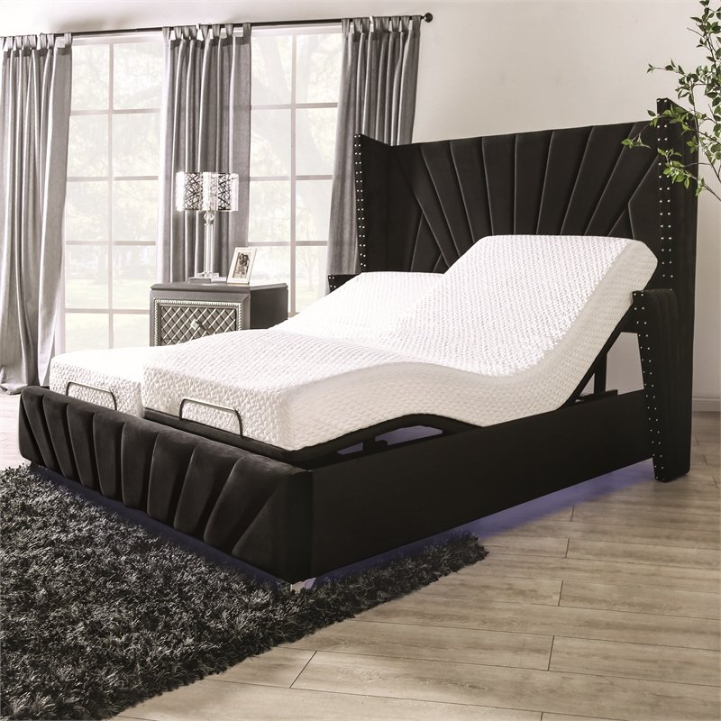 Patz Metal Black Twin XL Adjustable Bed & Wired Hand Control & Single Motor Head