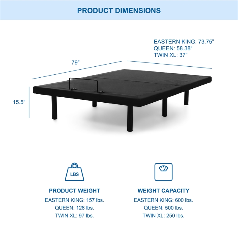 Patz Metal Black 2 Motor King Adjustable Bed & USB Outlet & 3 Pre-sets