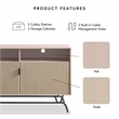 Furniture Of America Haft Wood Multi-Storage Console in Tanned Pink and Black