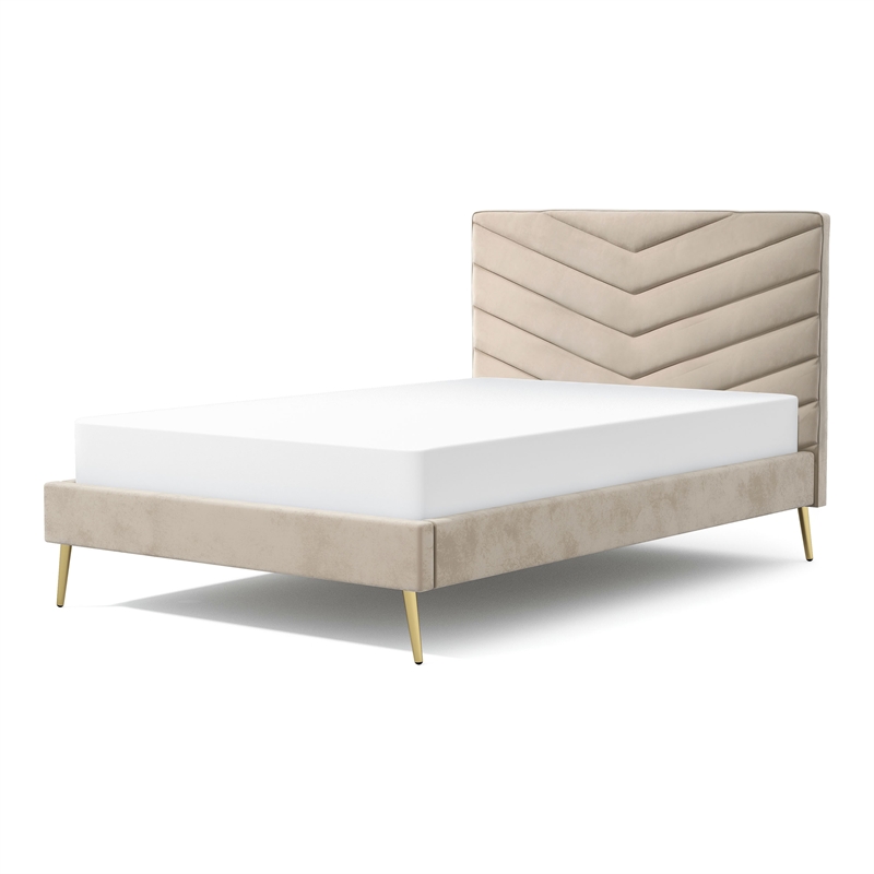 Furniture of America Flyn Fabric Tufted Headboard California King Bed in Beige