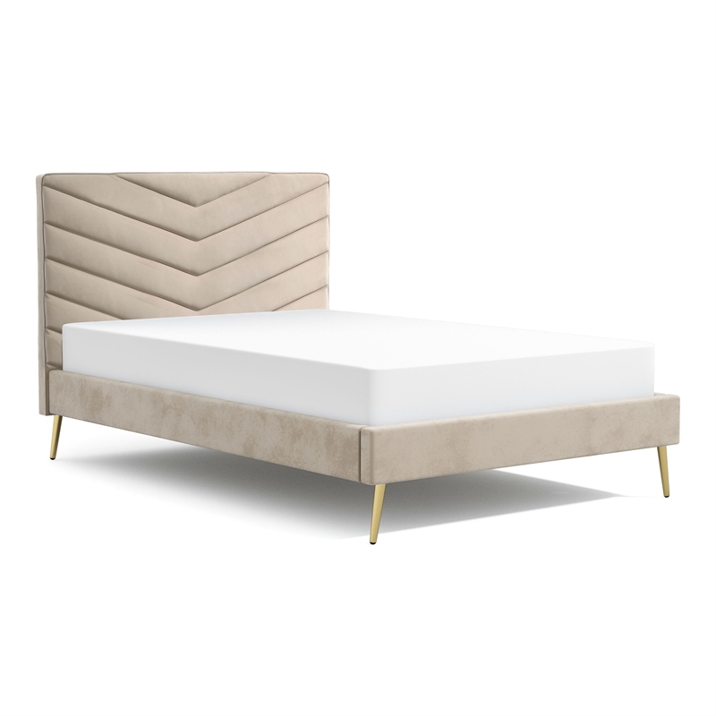 Furniture of America Flyn Fabric Tufted Headboard California King Bed in Beige