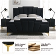 Furniture of America Glanz Glam Fabric Tufted Queen Bed in Black