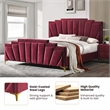 Furniture of America Glanz Glam Fabric Tufted California King Bed in Red