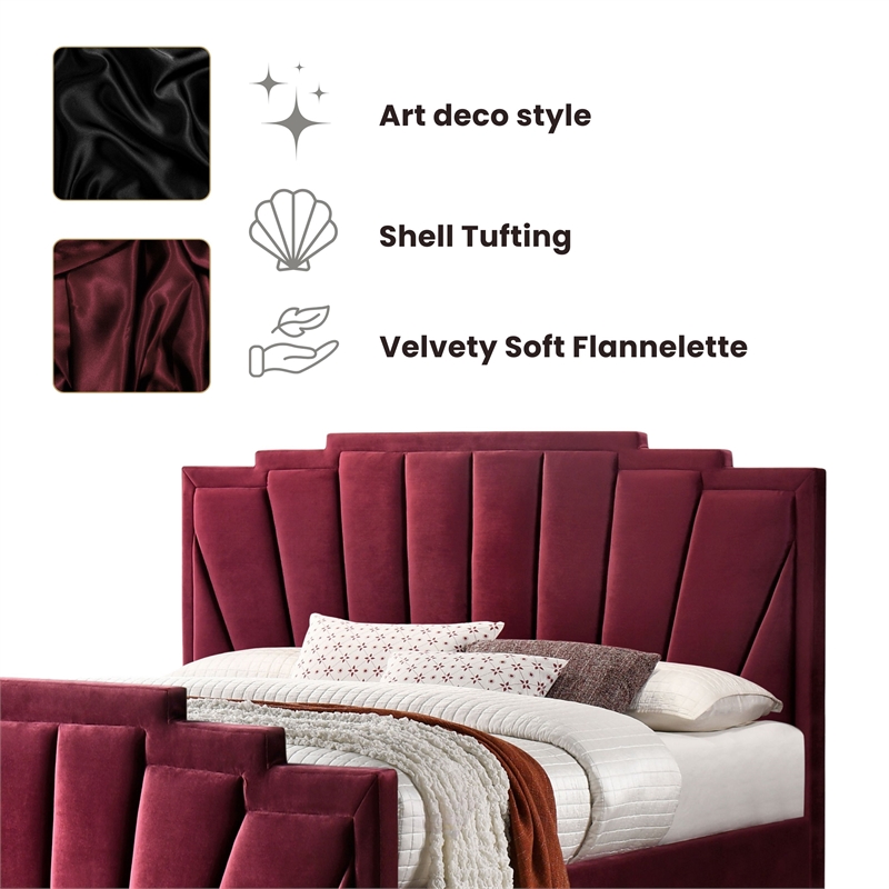 Furniture of America Glanz Glam Fabric Tufted King Bed in Red