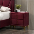 Furniture of America Glanz Glam Fabric Upholstered Nightstand in Red