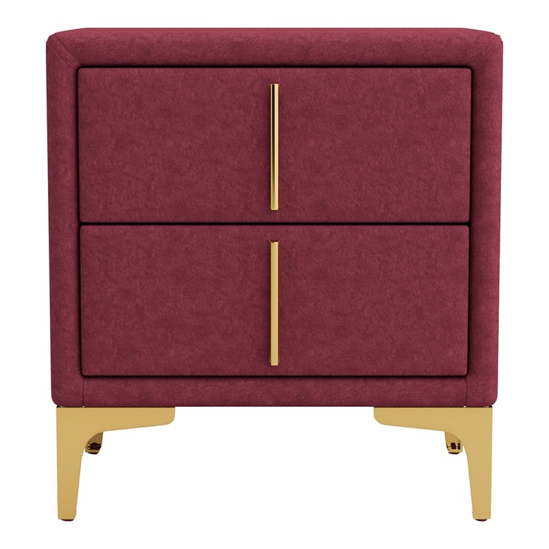 Furniture of America Glanz Glam Fabric Upholstered Nightstand in Red