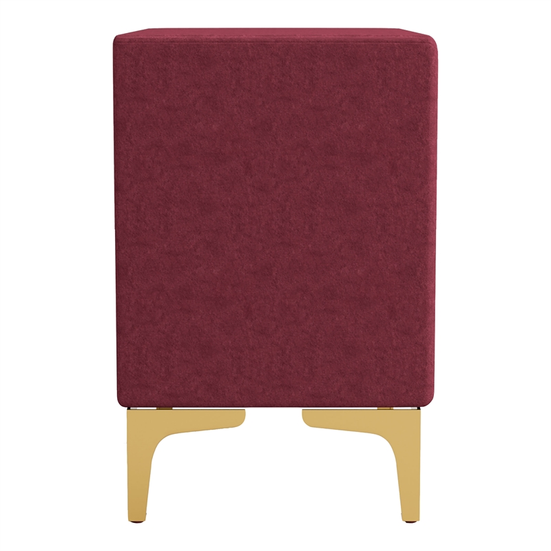 Furniture of America Glanz Glam Fabric Upholstered Nightstand in Red