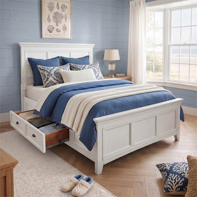 Furniture of America Ender Transitional Wood 2-Drawer Full Bed in White