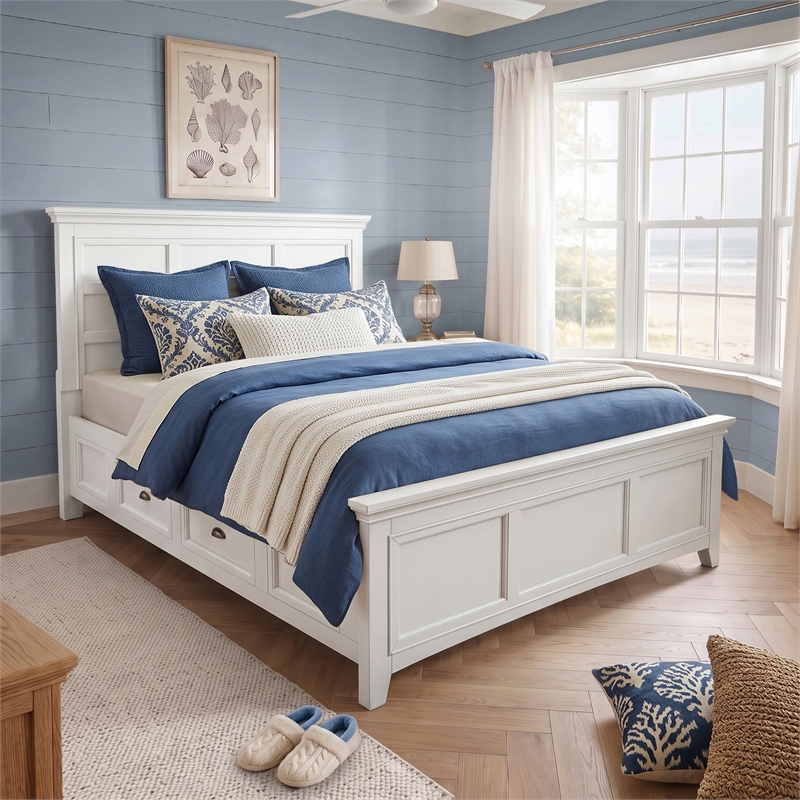 Furniture of America Ender Transitional Wood 2-Drawer Queen Bed in White