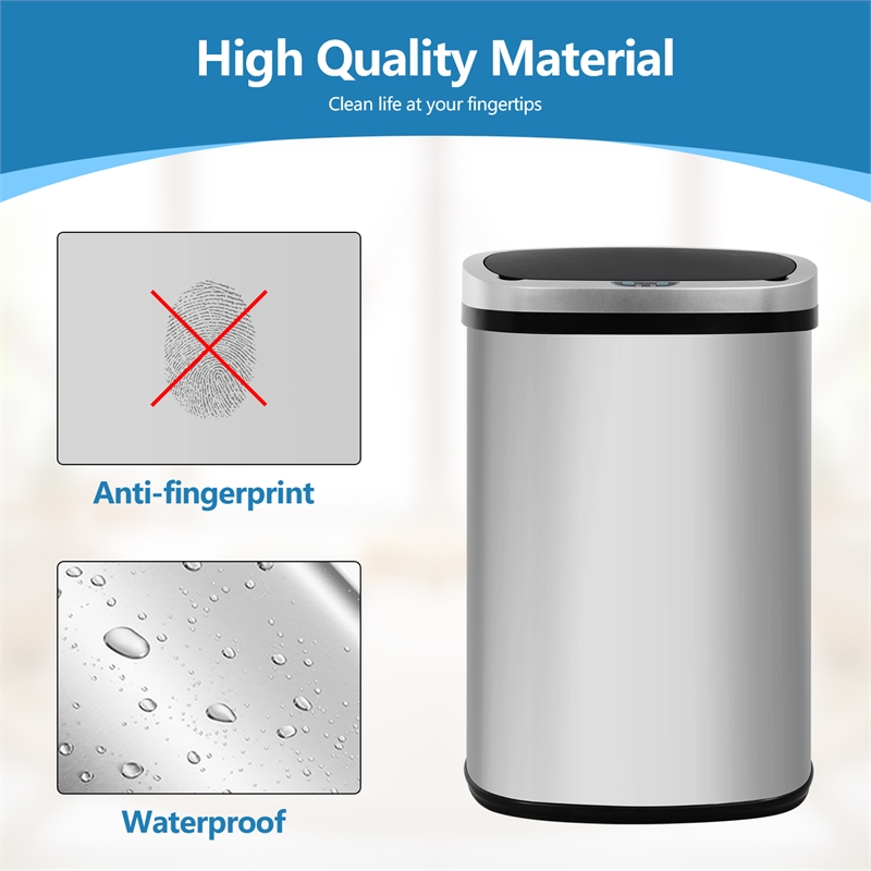 Furniture of America Rena Modern Stainless Steel Kitchen Trash Can in Silver