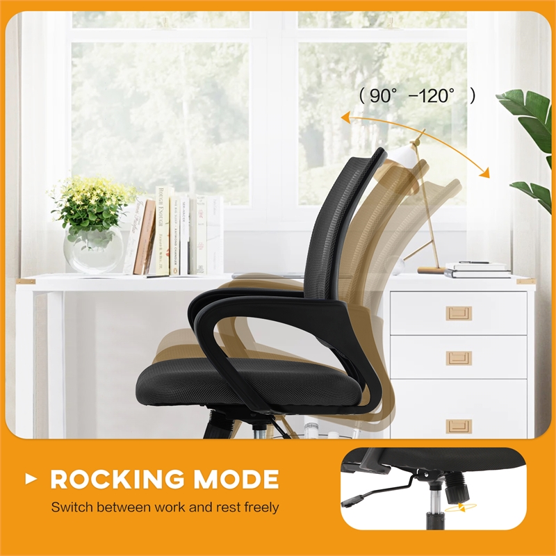Furniture of America Ergo Swivel Stainless Steel & Mesh Office Chair in Black