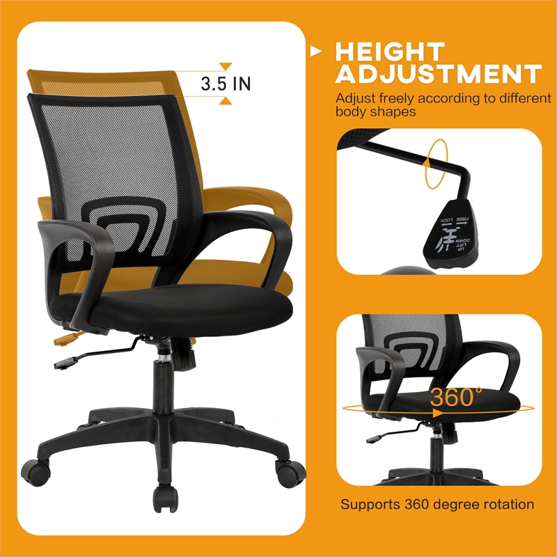Furniture of America Ergo Swivel Stainless Steel & Mesh Office Chair in Black