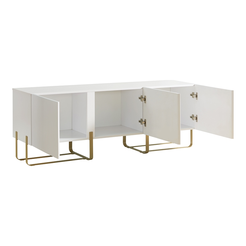 Furniture of America Haft Modern Wood 3-Cabinet TV Stand in White
