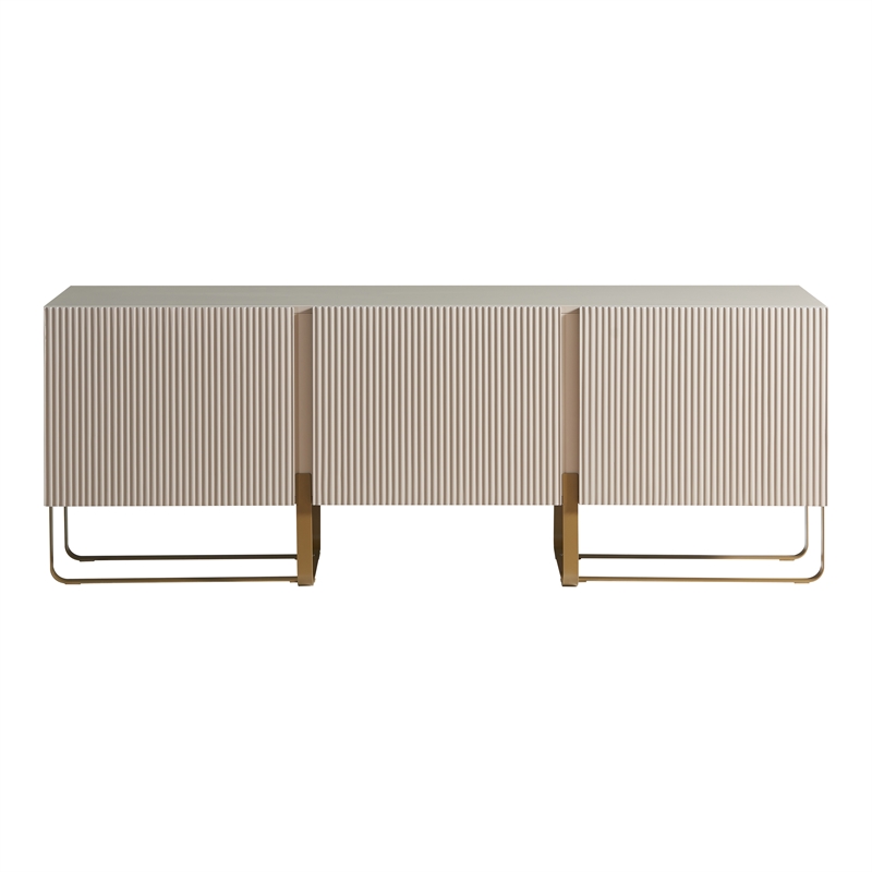Furniture of America Haft Modern Wood 3-Cabinet TV Stand in Light Taupe