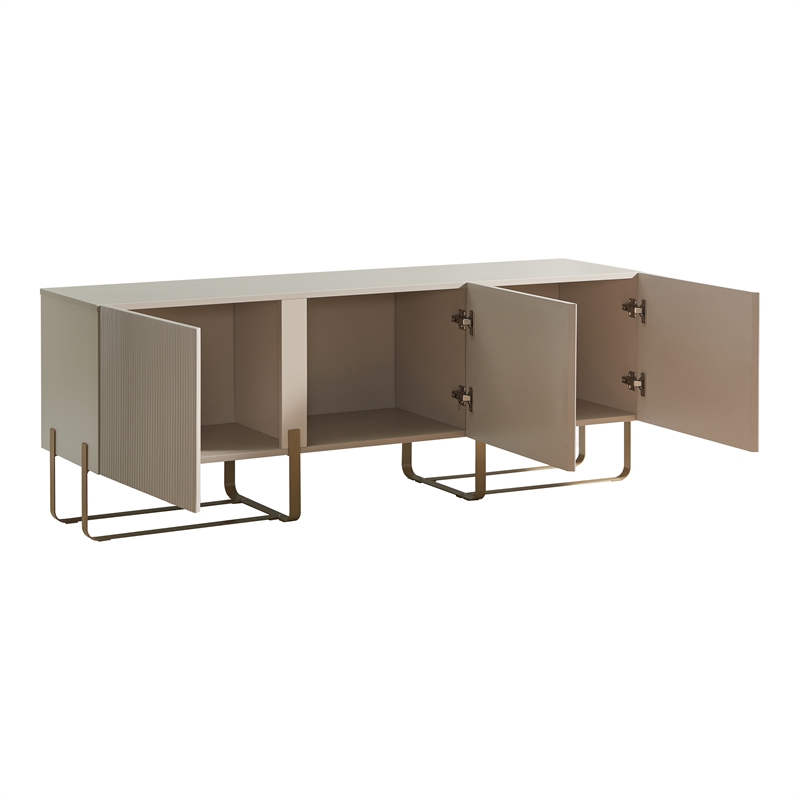 Furniture of America Haft Modern Wood 3-Cabinet TV Stand in Light Taupe