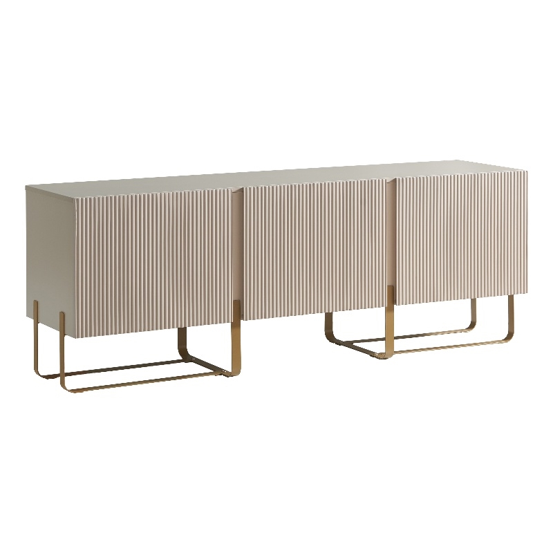 Furniture of America Haft Modern Wood 3-Cabinet TV Stand in Light Taupe