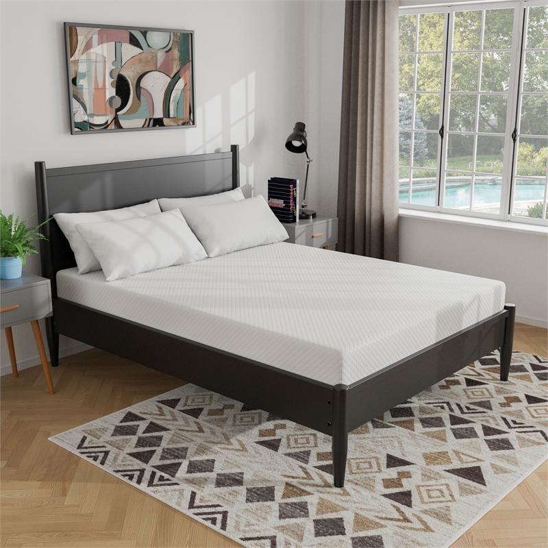 FOA Belkor Solid Wood Queen Platform Bed with 12