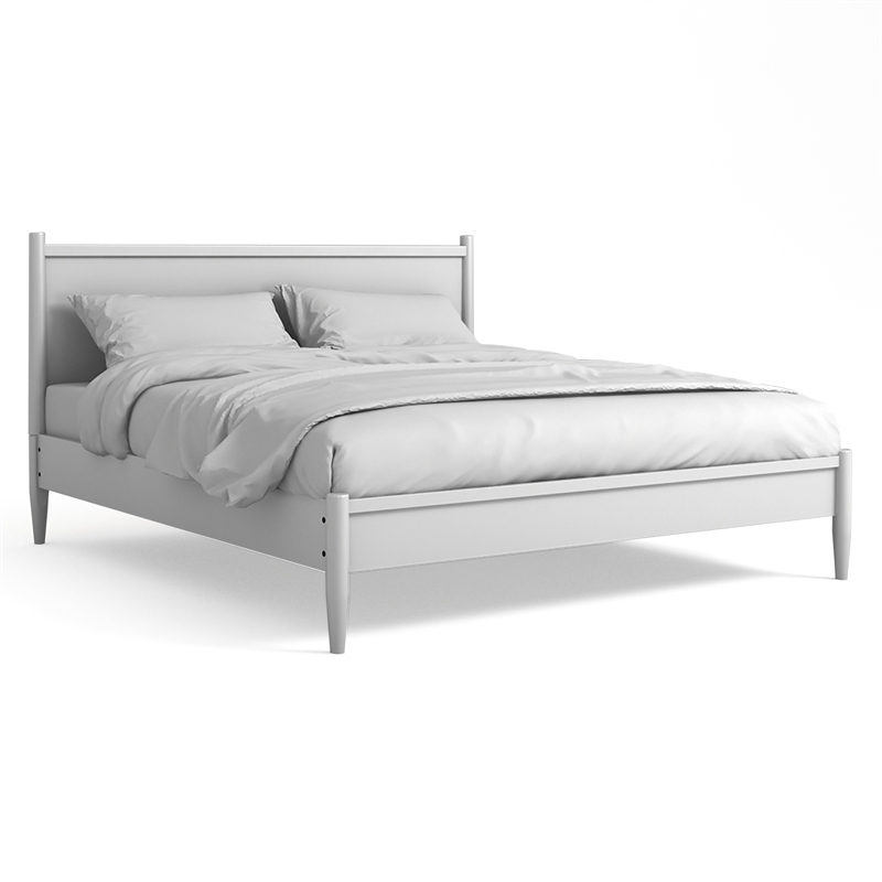 FOA Belkor Solid Wood White King Platform Bed with 8