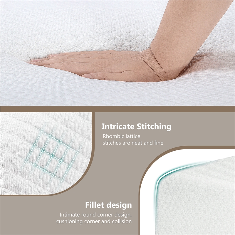 FOA Marc Beige Queen Platform Pattern Fabric Bed with 6